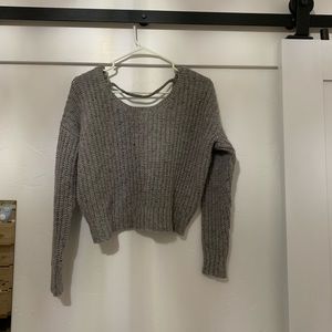 Gray twist-back sweater